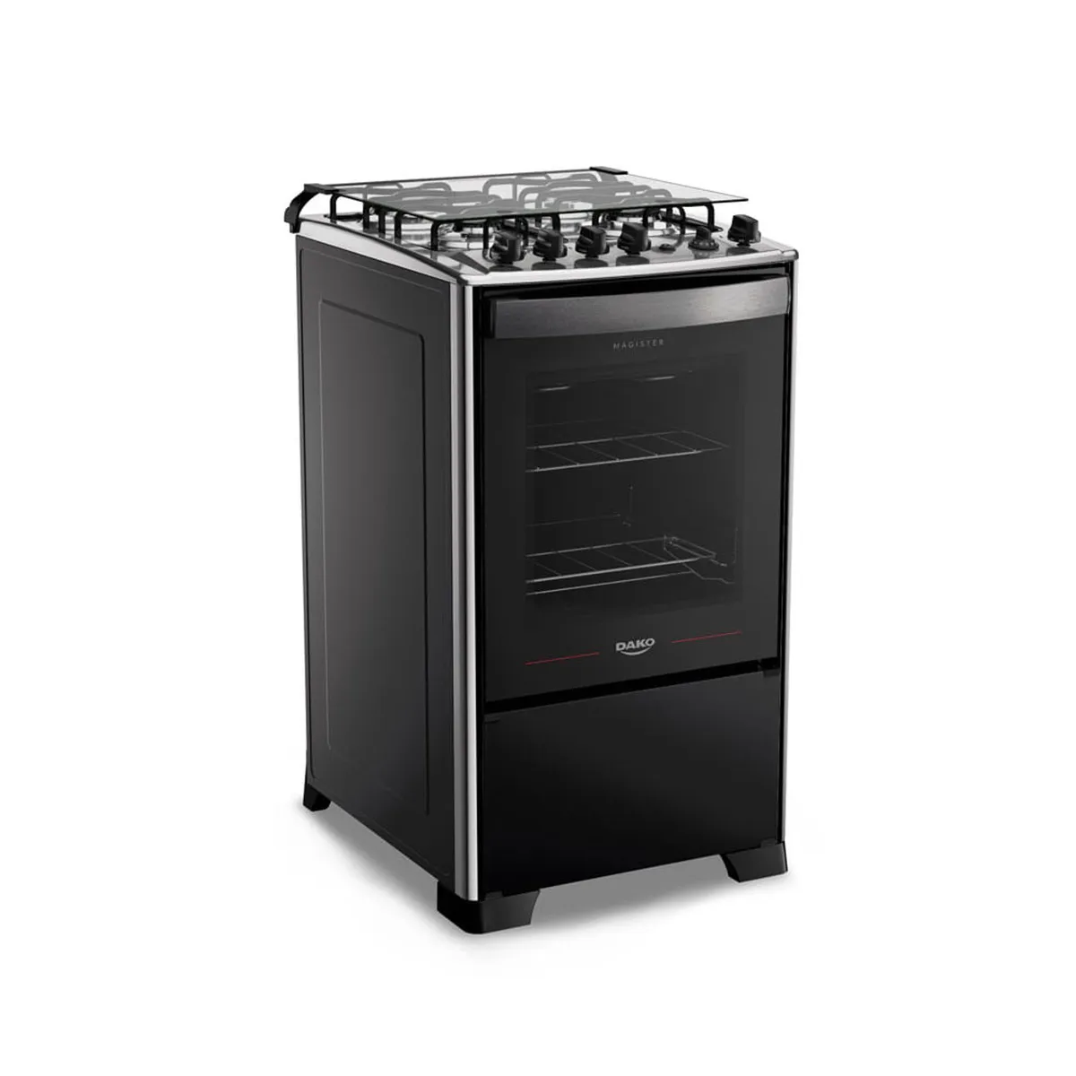 Fogão 4 Bocas Preto com Mesa Inox e Grill Dako Magister Inox Grill Bivolt - 2