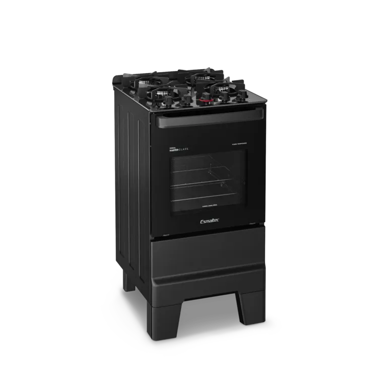 Fogão 4 Bocas Ideal Master Glass Mesa de Vidro Esmaltec com Acendimento Automático Preto  - 1