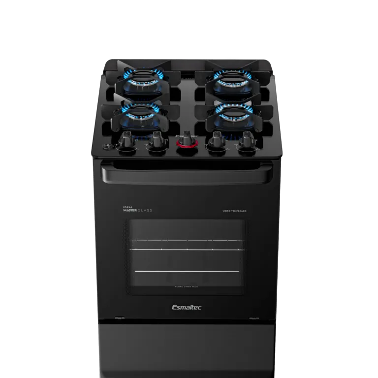 Fogão 4 Bocas Ideal Master Glass Mesa de Vidro Esmaltec com Acendimento Automático Preto  - 2