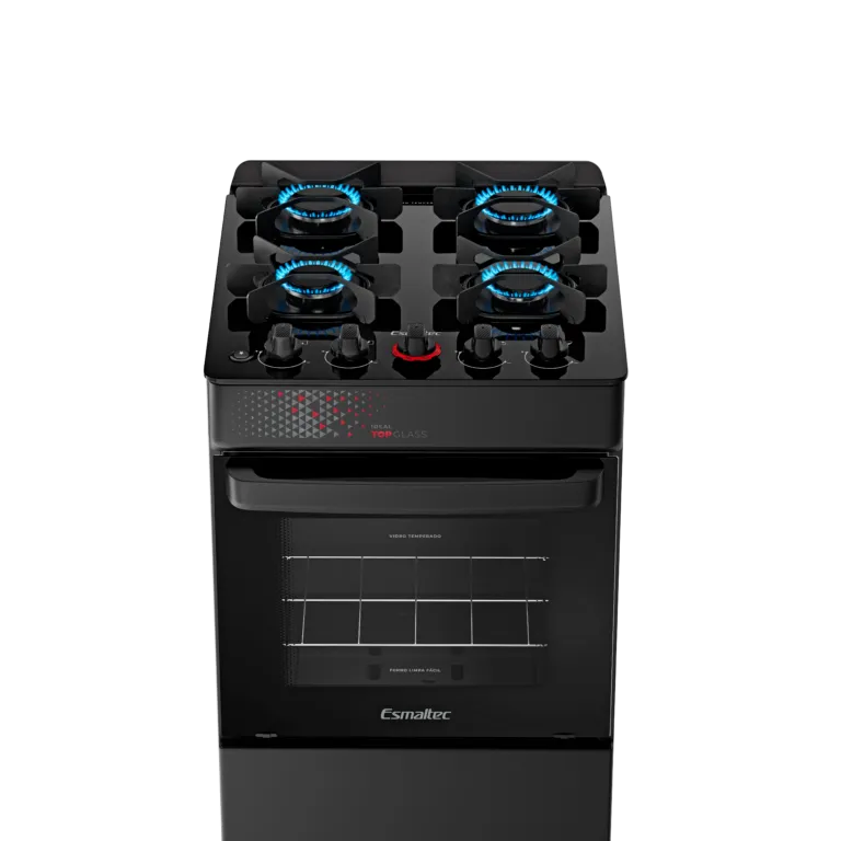 Fogão 4 Ideal Top Glass Mesa de Vidro Esmaltec com Acendimento Automático Preto  - 3