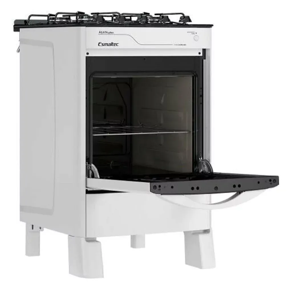 Fogão 4 Bocas Esmaltec Ágata Glass Mesa Vidro com Acendimento Automático Branco  - 2