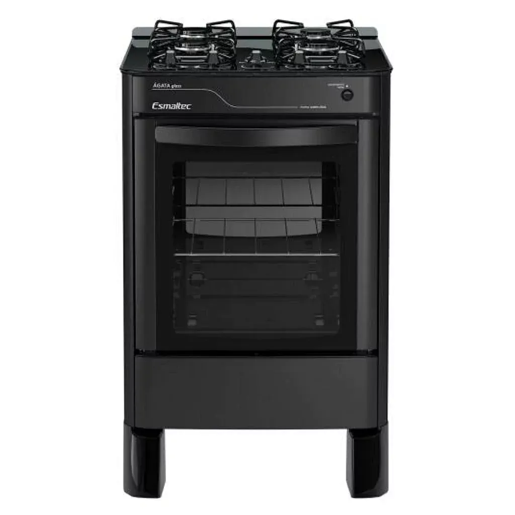 Fogão 4 Bocas Esmaltec Ágata Glass Mesa Vidro com Acendimento Automático Preto  - 1