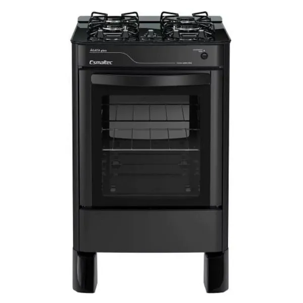 Fogão 4 Bocas Esmaltec Ágata Glass Mesa Vidro com Acendimento Automático Preto 