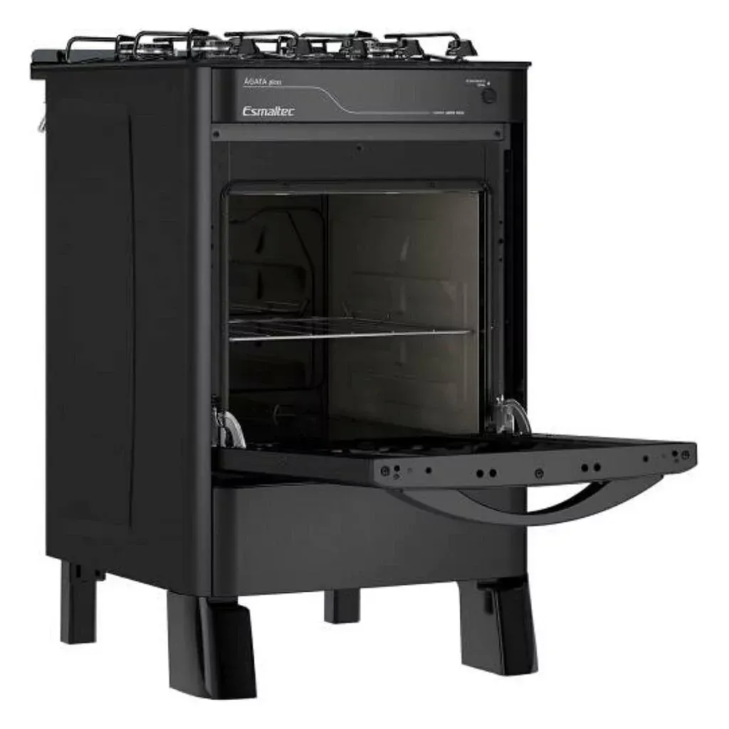 Fogão 4 Bocas Esmaltec Ágata Glass Mesa Vidro com Acendimento Automático Preto  - 2