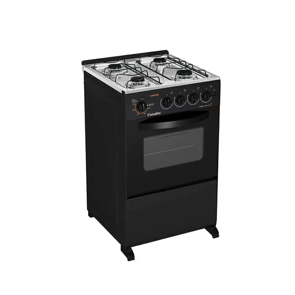 Fogão 4 Bocas Esmaltec Caribe Acendimento Automático Preto  - 3