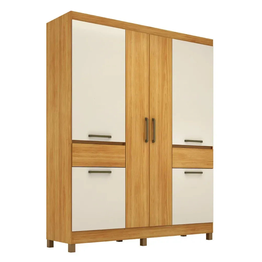 Guarda Roupa Casal Mauá 6 Portas 2 Gavetas Cinamon/Off White - Demóbile - 2
