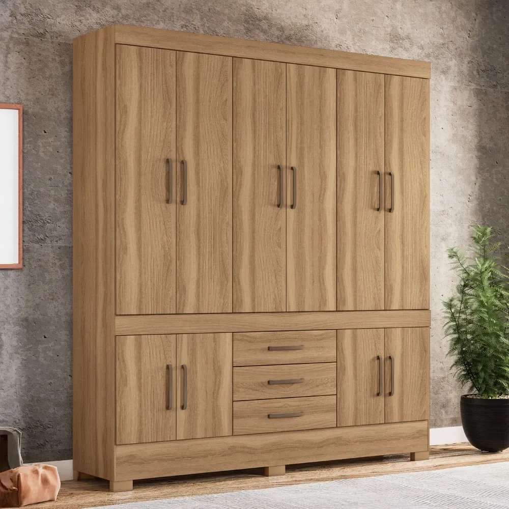 Guarda Roupa Casal New Murano 10 Portas 3 Gavetas Amêndola/Touch - Demóbile - 1