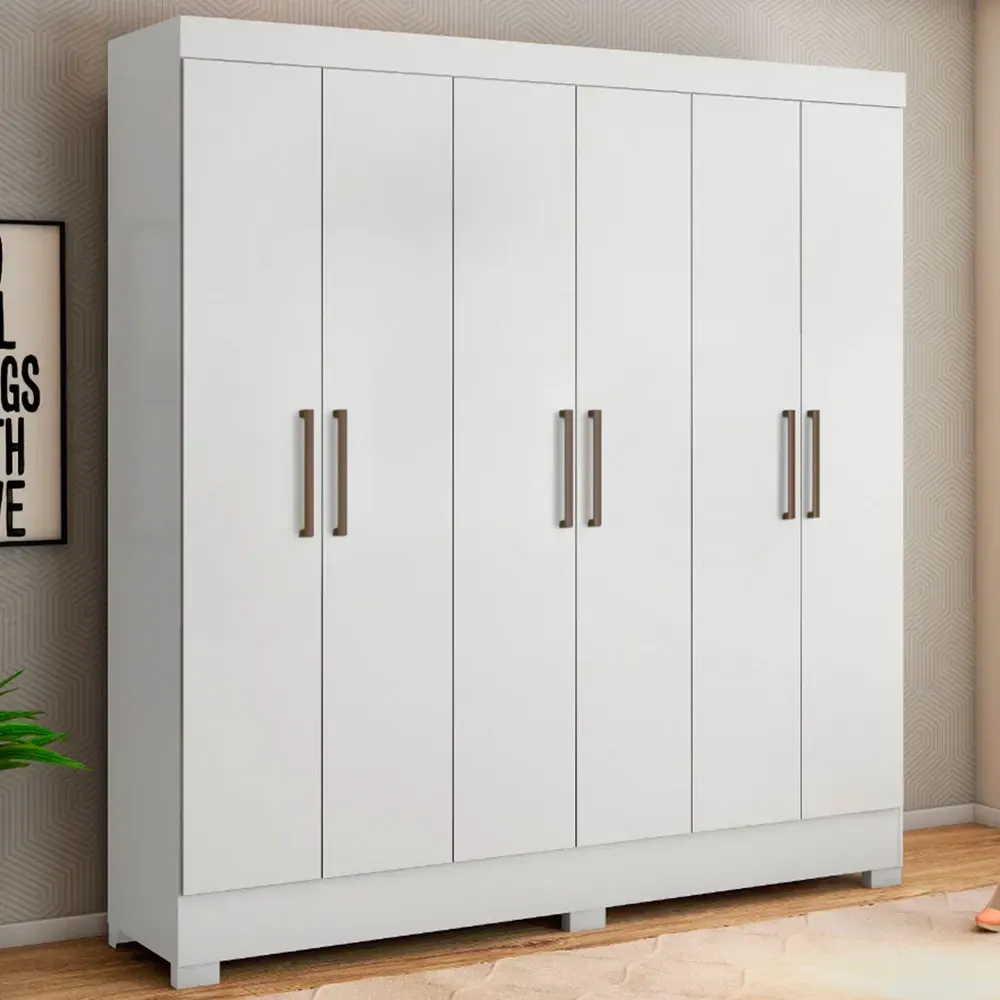 Guarda Roupa Casal Prático 6 Portas 3 Gavetas Branco - Demóbile - 1