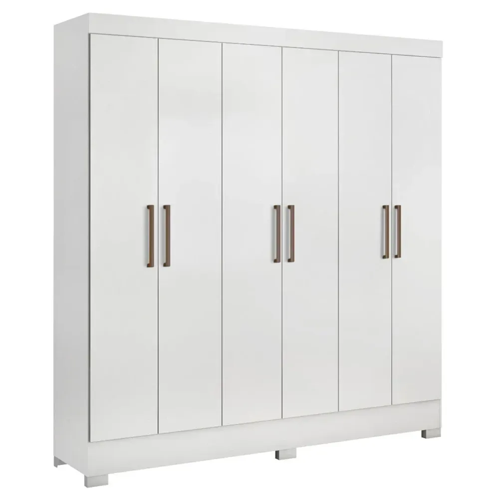 Guarda Roupa Casal Prático 6 Portas 3 Gavetas Branco - Demóbile - 2