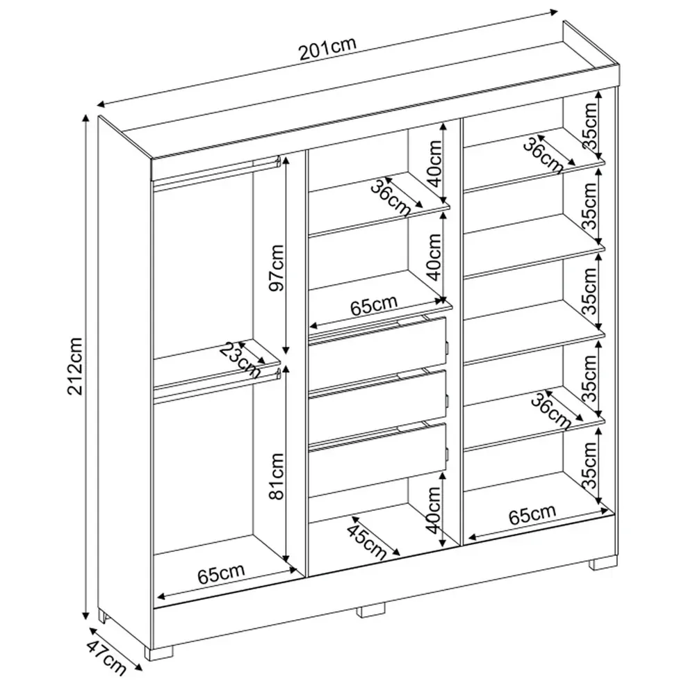Guarda Roupa Casal Prático 6 Portas 3 Gavetas Branco - Demóbile - 3