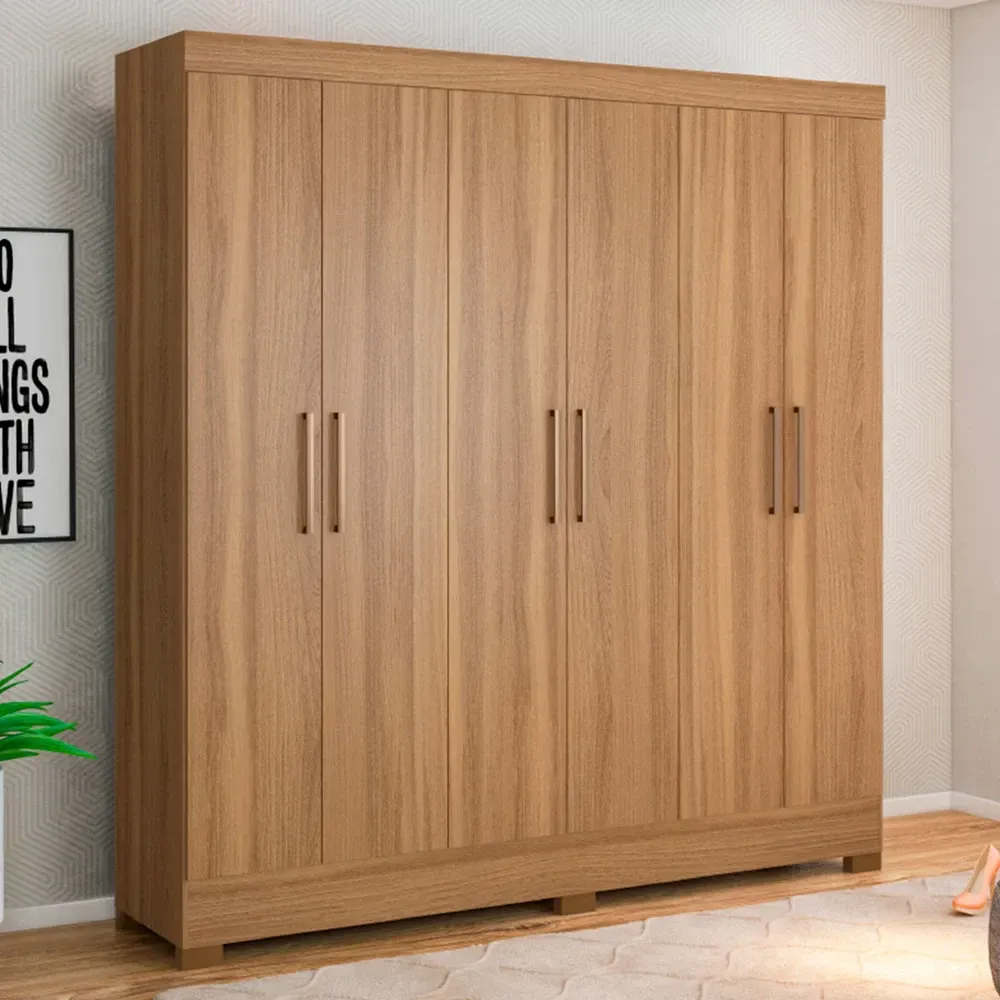 Guarda Roupa Casal Prático 6 Portas 3 Gavetas Amêndola Touch - Demóbile - 1