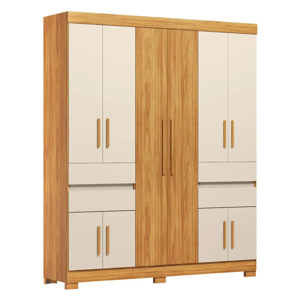 Guarda Roupa Casal Vizanno 10 Portas 4 Gavetas Cinamon/Off-White - Demobile - 2