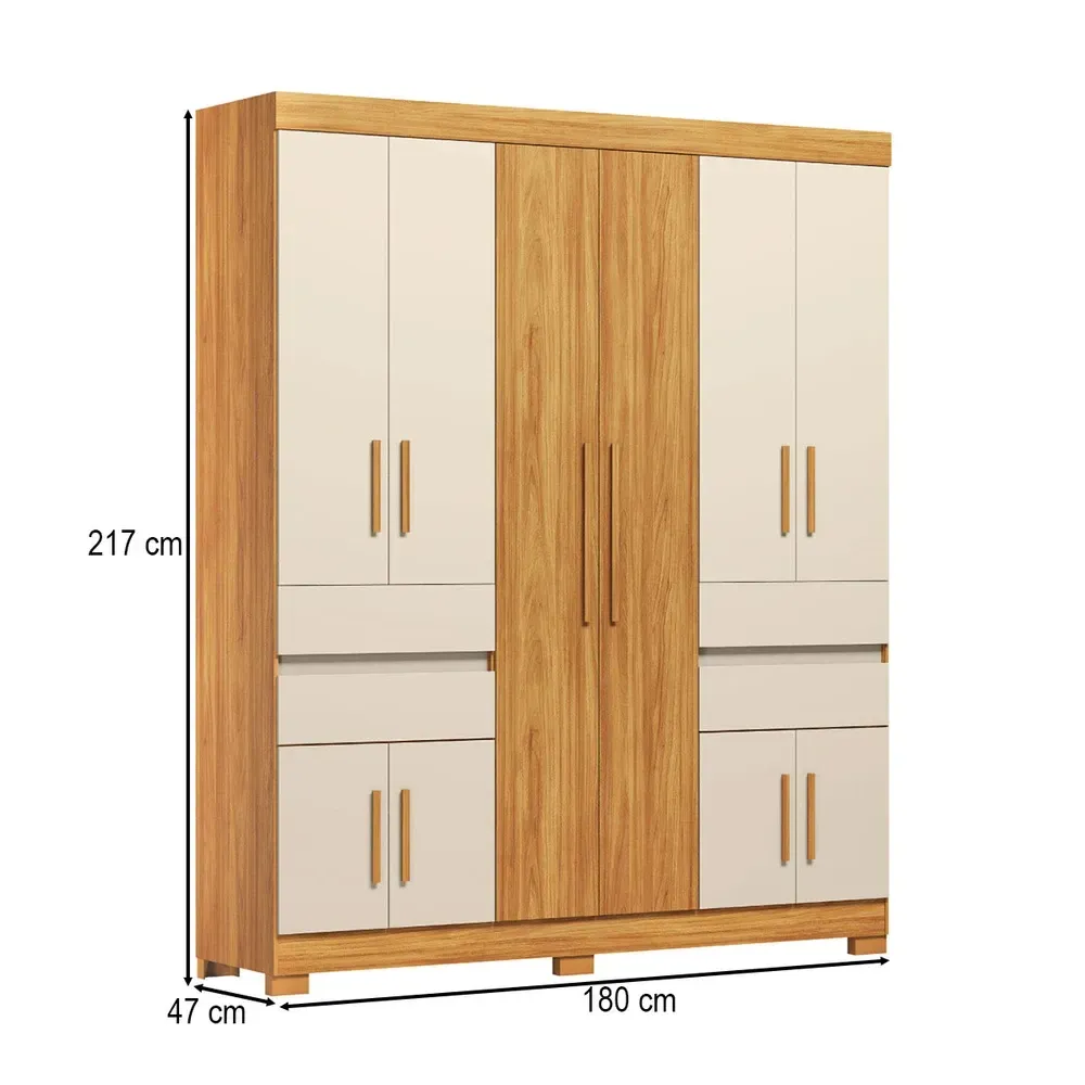 Guarda Roupa Casal Vizanno 10 Portas 4 Gavetas Cinamon/Off-White - Demobile - 3