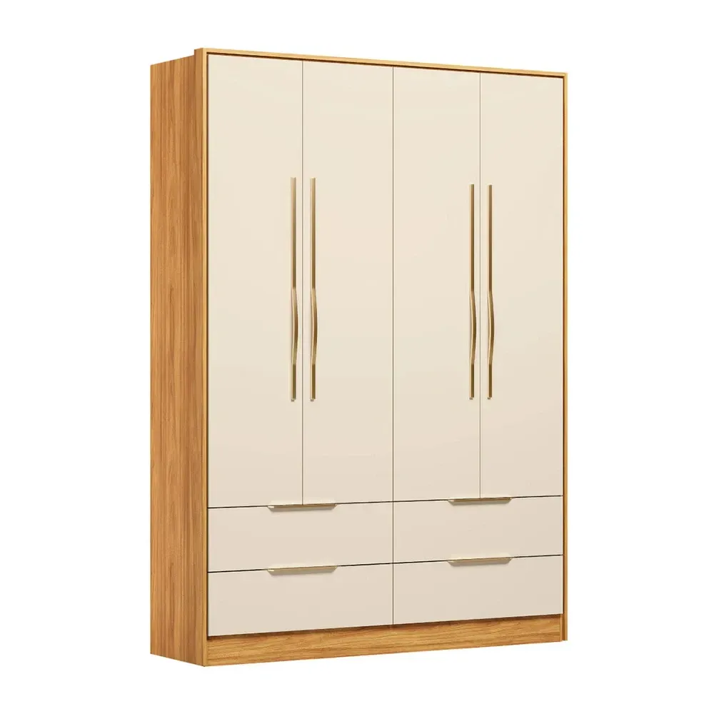 Guarda Roupa Casal Domo 4 Portas 4 Gavetas Cinamomo/Off White - Demóbile - 2