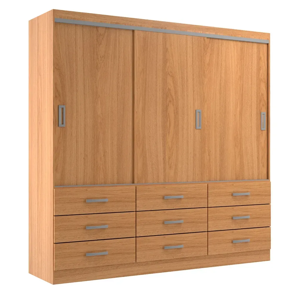 Guarda Roupa Casal Isabela 3 Portas 9 Gavetas Cinamomo - Evidência Móveis - 2