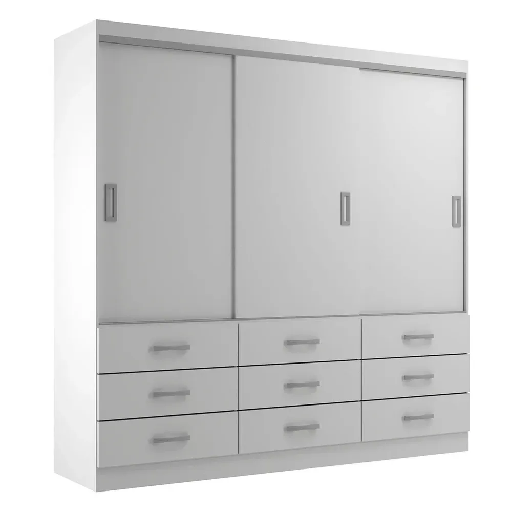 Guarda Roupa Casal Isabela 3 Portas 9 Gavetas Branco - Evidência Móveis - 2
