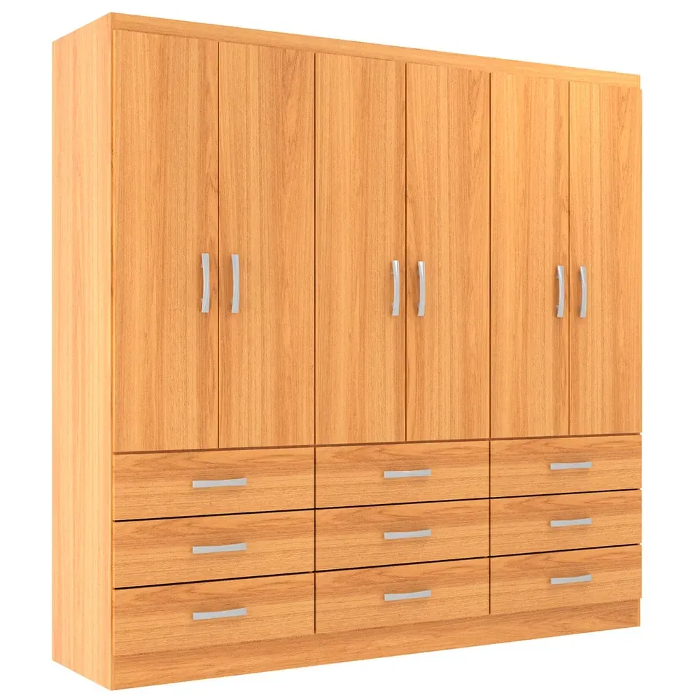 Guarda Roupa Casal Bergamo 6 Portas 9 Gavetas Cinnamomo - Evidencia Móveis - 2