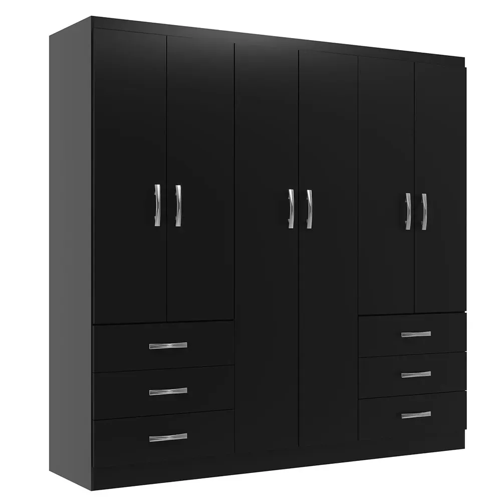Guarda Roupa Casal New Encante 6 Portas 6 Gavetas Black - Evidencia Móveis - 2