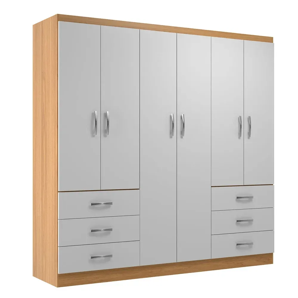 Guarda Roupa Casal New Encante 6 Portas 6 Gavetas Cinamomo/Branco - Evidencia Móveis - 2
