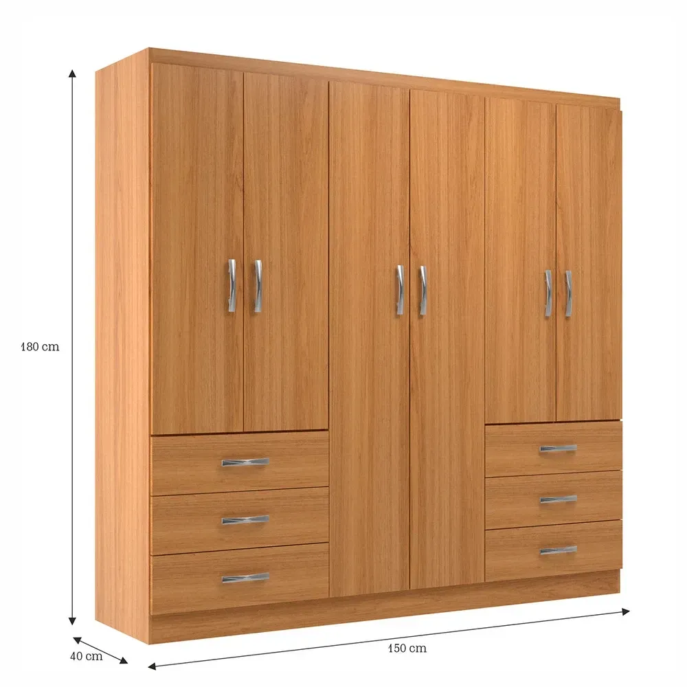 Guarda Roupa Casal New Encante 6 Portas 6 Gavetas Cinamomo - Evidencia Móveis - 3