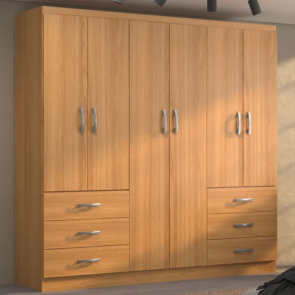 Guarda Roupa Casal New Encante 6 Portas 6 Gavetas Cinamomo - Evidencia Móveis - 1