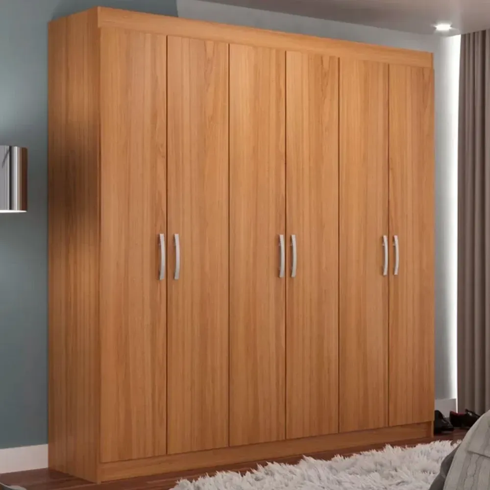 Guarda Roupa Casal Montreal 6 Portas 2 Gavetas Cinamomo - Evidência Móveis - 1