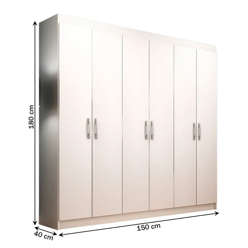 Guarda Roupa Casal Montreal 6 Portas 2 Gavetas Branco - Evidência Móveis - 3