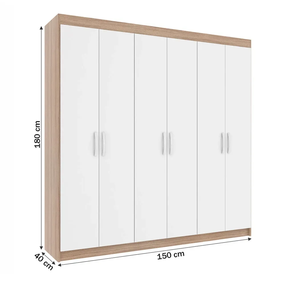 Guarda Roupa Casal Montreal 6 Portas 2 Gavetas Demolição/Branco - Evidência Móveis - 3