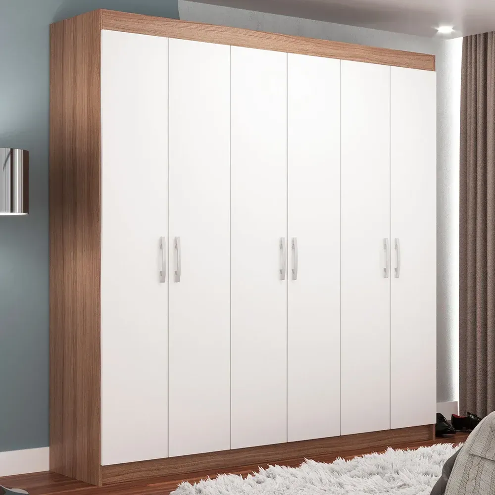 Guarda Roupa Casal Montreal 6 Portas 2 Gavetas Demolição/Branco - Evidência Móveis - 1