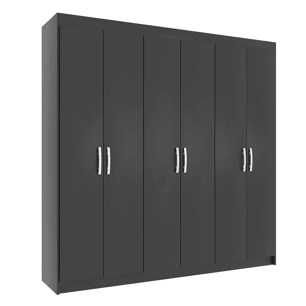 Guarda Roupa Casal Montreal 6 Portas 2 Gavetas Black - Evidência Móveis - 2