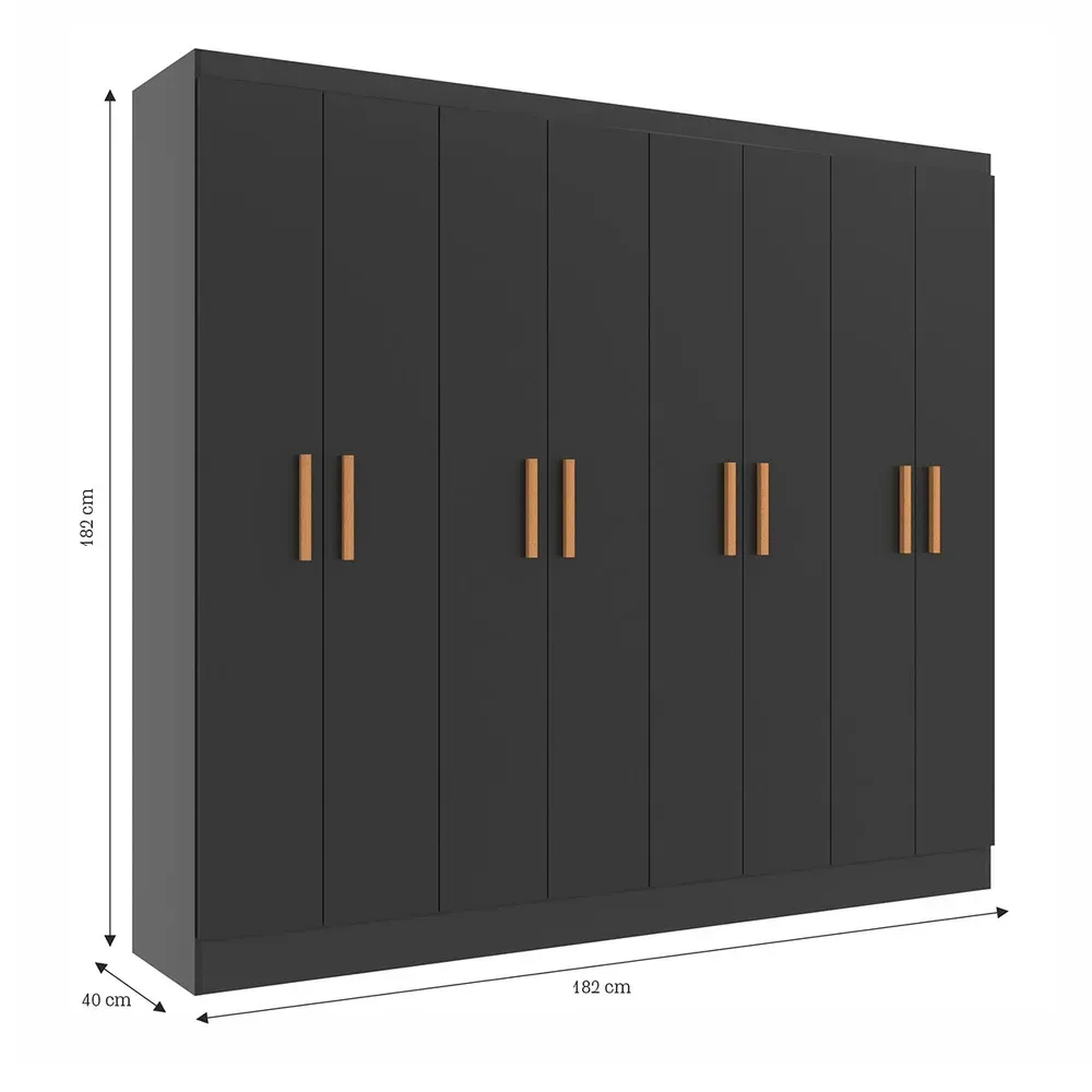 Guarda Roupa Casal Paris 8 Portas Black - Evidencia Móveis - 3