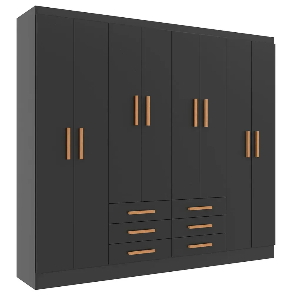 Guarda Roupa Casal Paris 8 Portas 6 Gavetas Black - Evidencia Móveis - 2