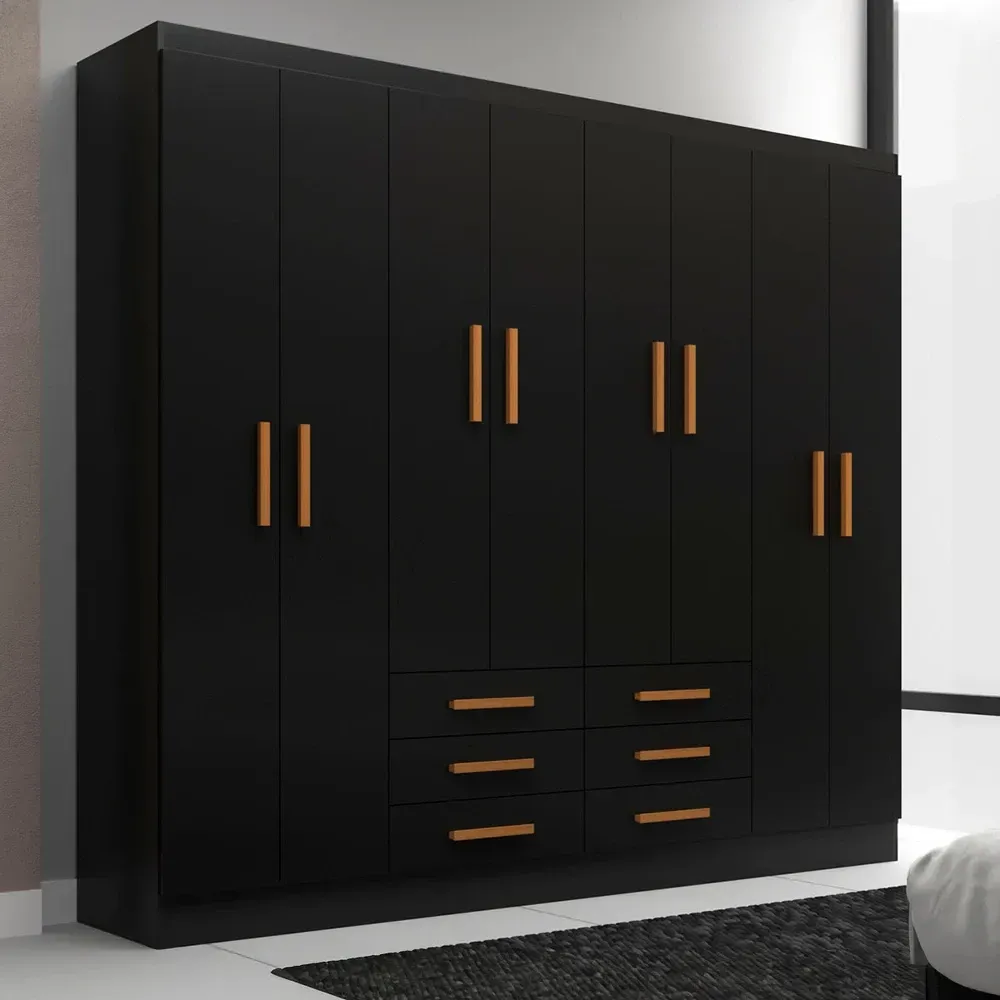 Guarda Roupa Casal Paris 8 Portas 6 Gavetas Black - Evidencia Móveis - 1