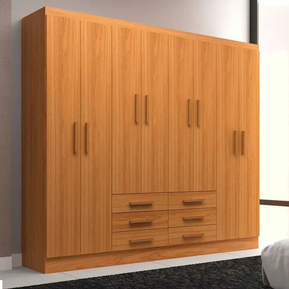 Guarda Roupa Casal Paris 8 Portas 6 Gavetas Cinamomo - Evidencia Móveis - 1