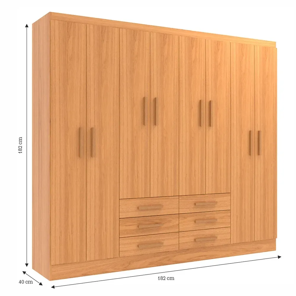 Guarda Roupa Casal Paris 8 Portas 6 Gavetas Cinamomo - Evidencia Móveis - 3
