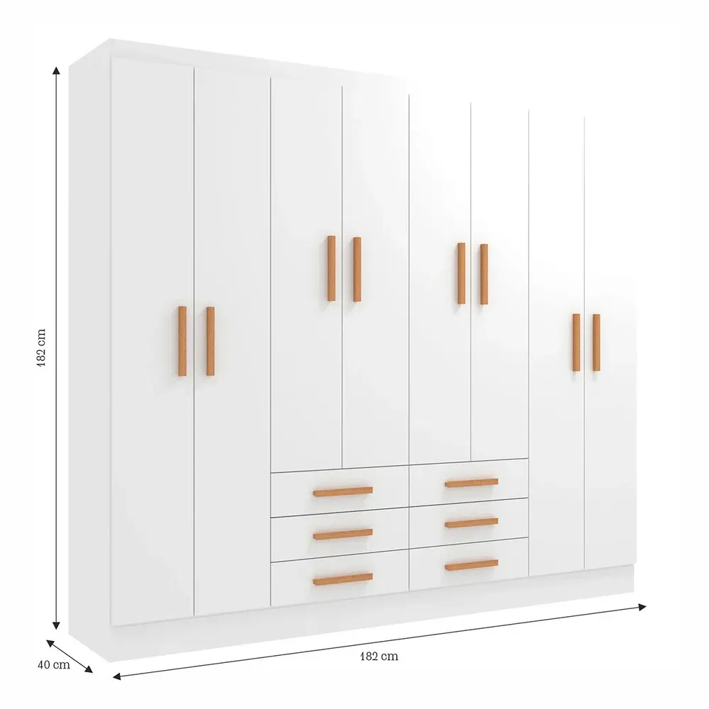 Guarda Roupa Casal Paris 8 Portas 6 Gavetas Branco - Evidencia Móveis - 3