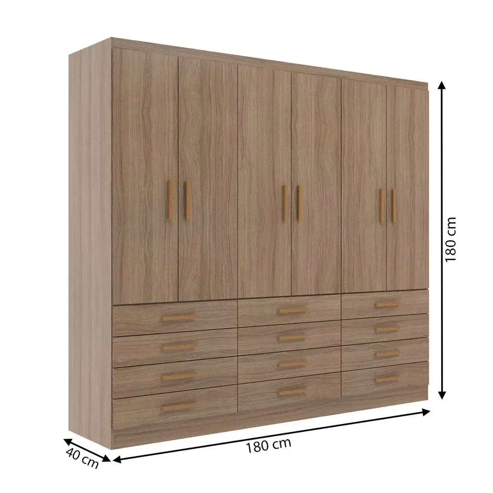 Guarda Roupa Casal New Mônaco 6 Portas 12 Gavetas Demolição - Evidência Móveis - 3