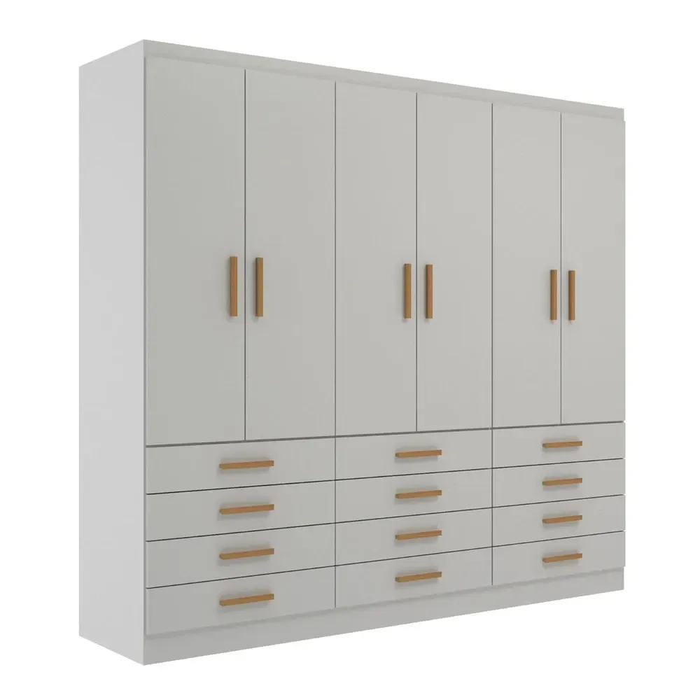 Guarda Roupa Casal New Mônaco 6 Portas 12 Gavetas Branco - Evidência Móveis - 2