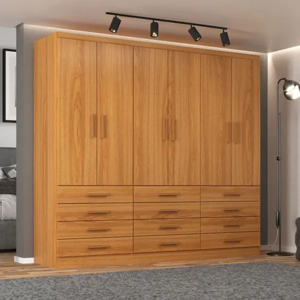 Guarda Roupa Casal New Mônaco 6 Portas 12 Gavetas Cinnamomo - Evidência Móveis