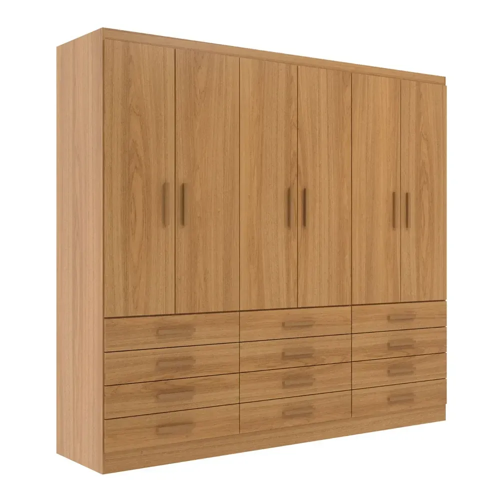 Guarda Roupa Casal New Mônaco 6 Portas 12 Gavetas Cinnamomo - Evidência Móveis - 2