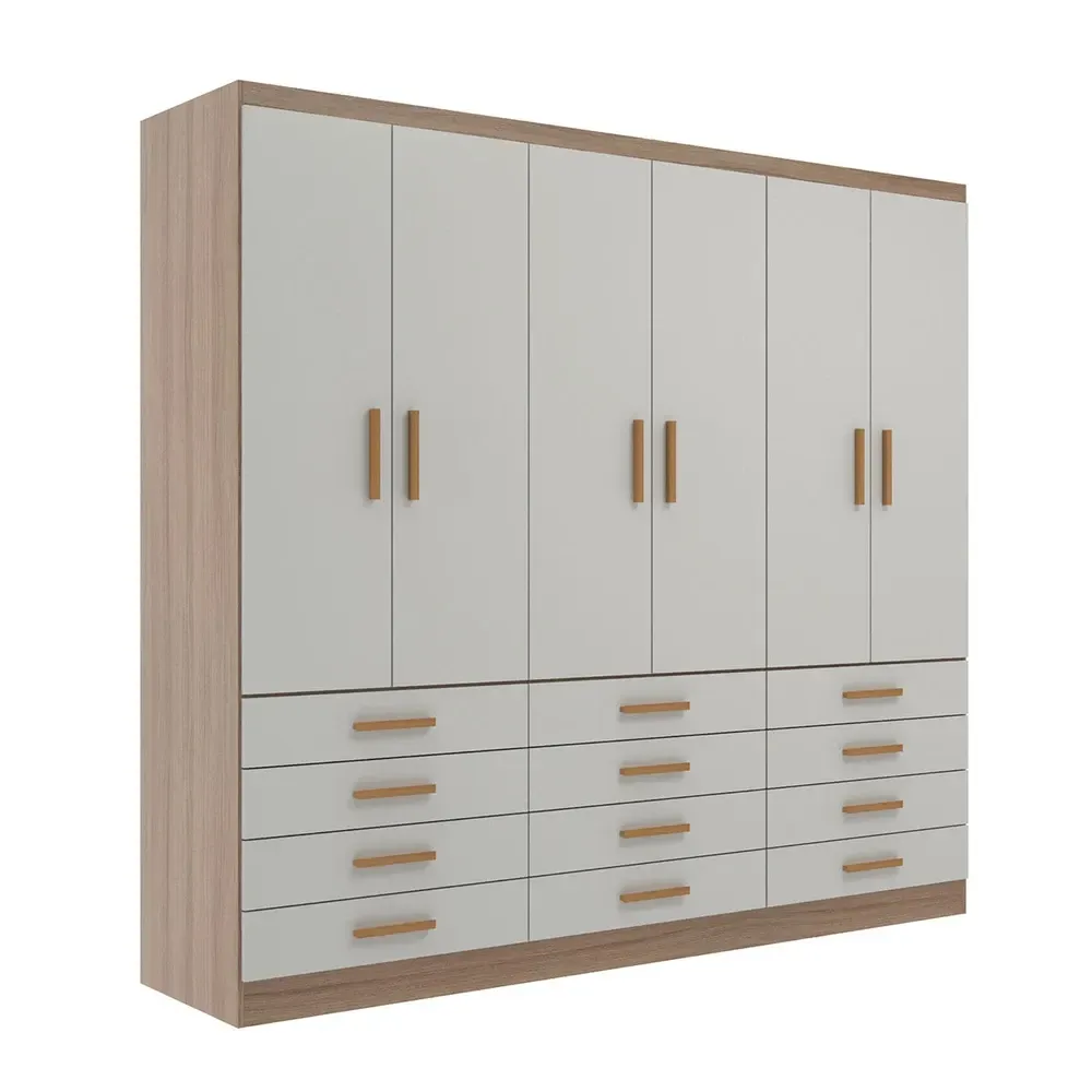 Guarda Roupa Casal New Mônaco 6 Portas 12 Gavetas Branco/Demolição - Evidência Móveis - 2