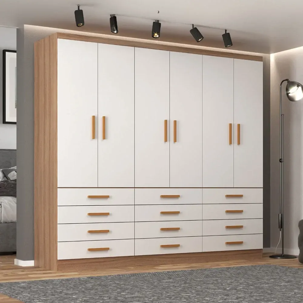 Guarda Roupa Casal New Mônaco 6 Portas 12 Gavetas Branco/Demolição - Evidência Móveis - 1