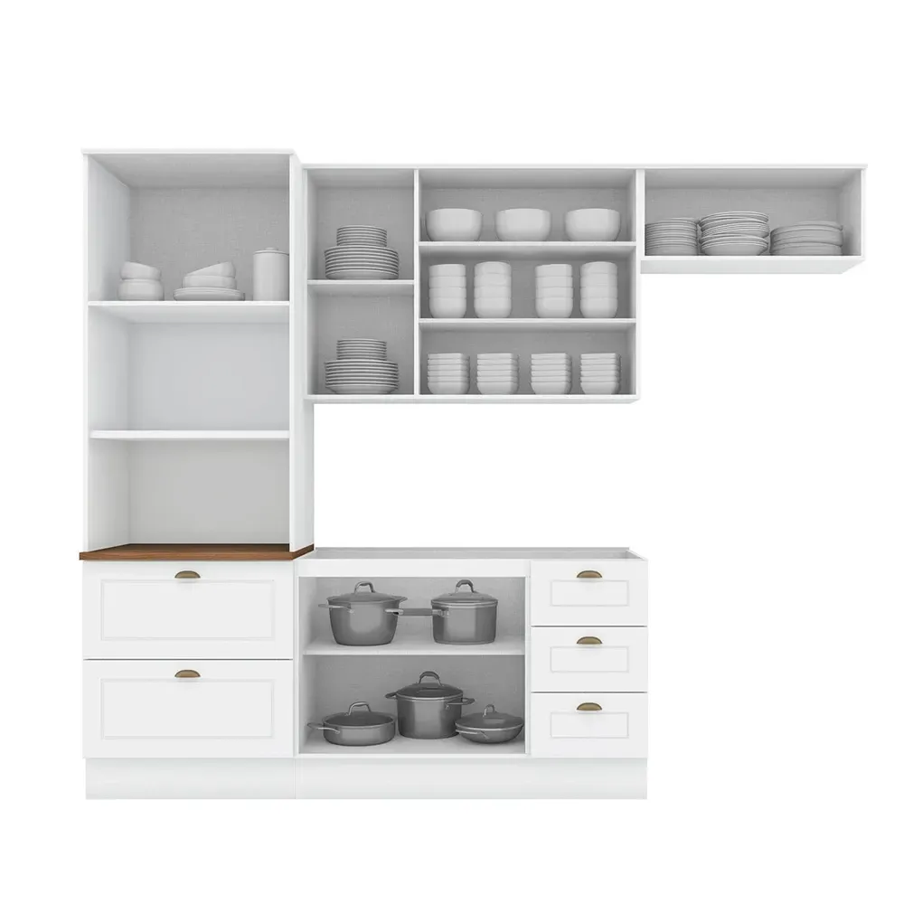 Armário de Cozinha Completa Americana 8 Portas 5 Gavetas Branco - Henn - 2