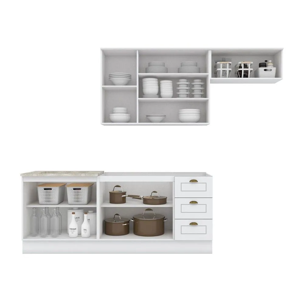 Armário de Cozinha Completa Americana 8 Portas 3 Gavetas 100% MDF Branco - Henn - 2