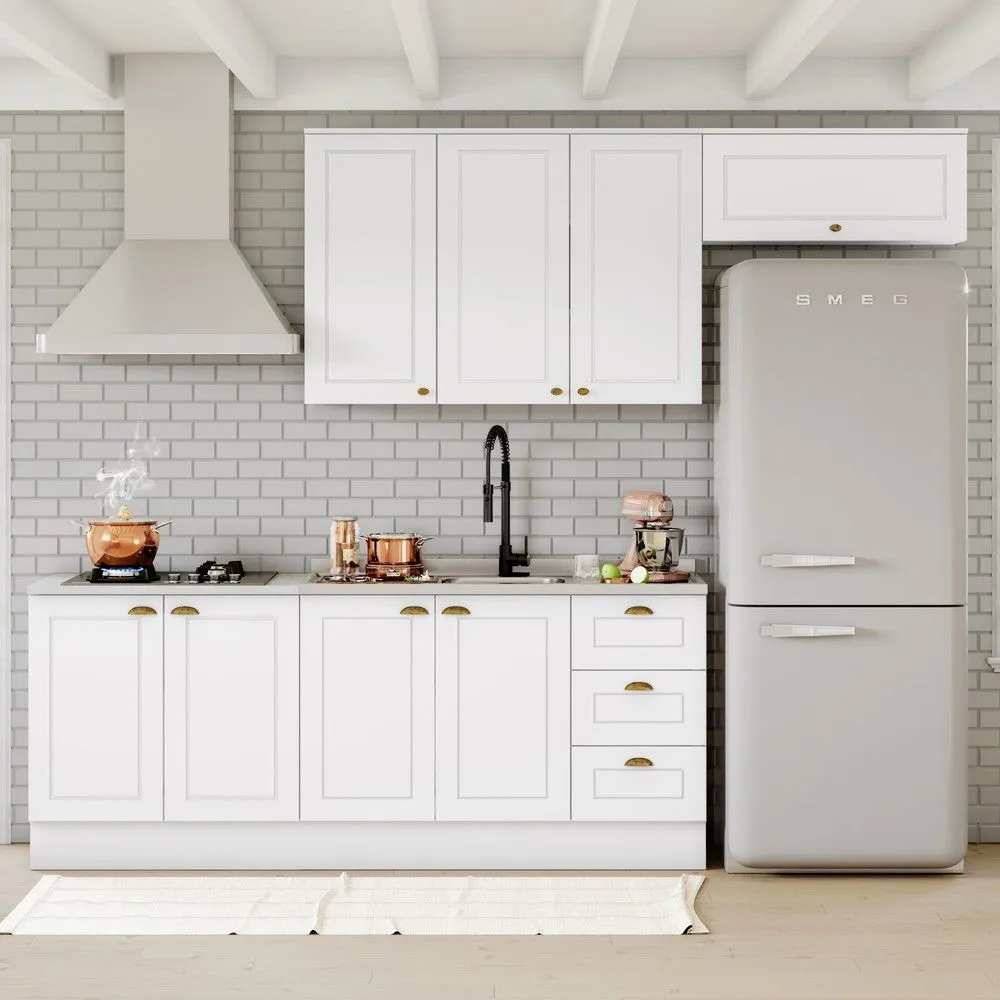 Armário de Cozinha Completa Americana 8 Portas 3 Gavetas 100% MDF Branco - Henn - 1