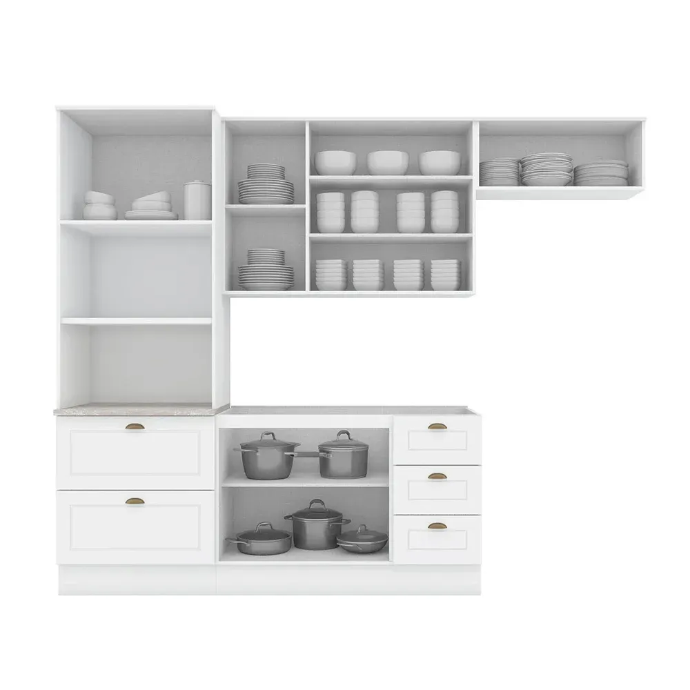 Armário de Cozinha Completa 4 Peças com Torre Quente Americana 100% MDF Branco - 2