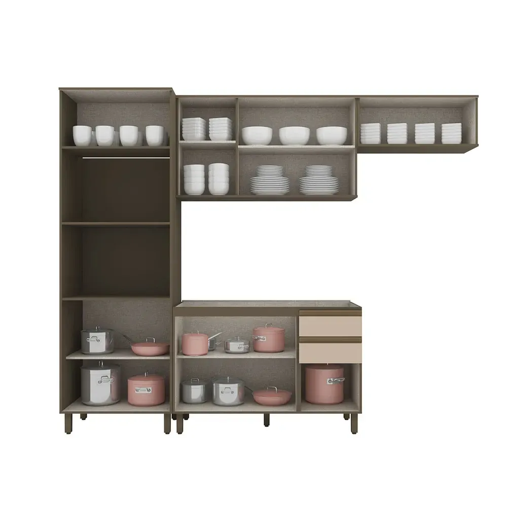 Armário de Cozinha Completa Connect 10 Portas 2 Gavetas Duna/Cristal - Henn - 2