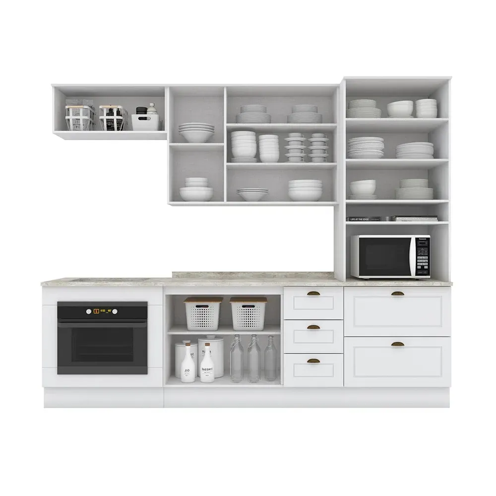 Armário de Cozinha Completa Americana 8 Portas 5 Gavetas Branco - Henn - 2