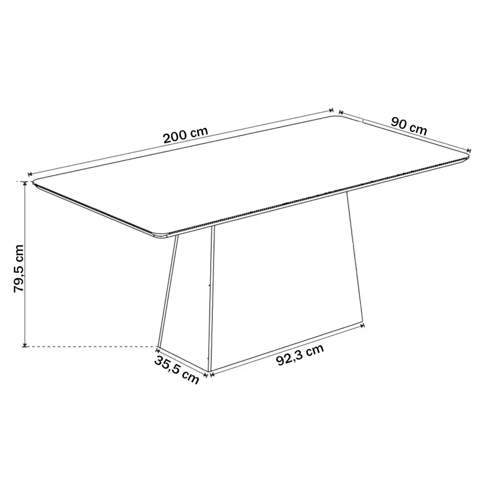 Mesa de Jantar 8 Cadeiras Bariloche com Vidro Mel/Off White/Marim - Viero Móveis - 3