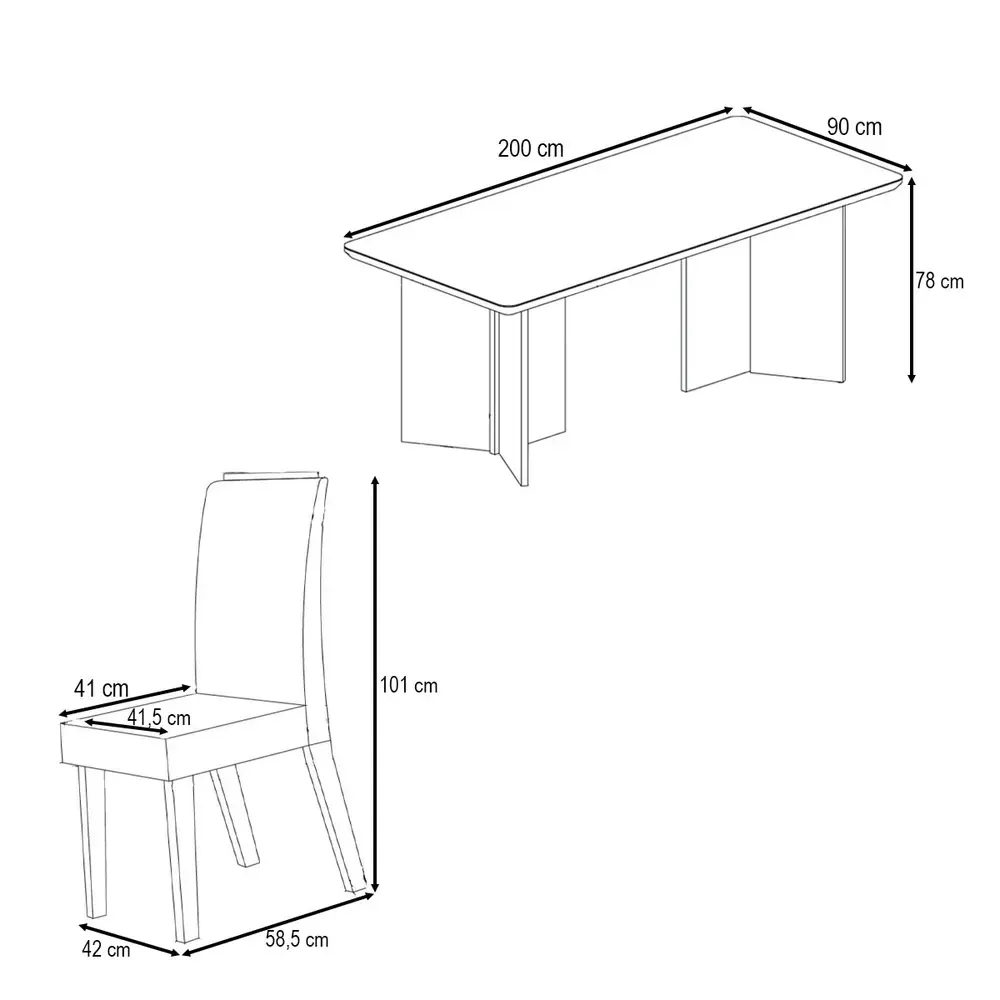 Mesa de Jantar 8 Cadeiras Zinnia com Vidro Mel/Grafite/Cinza- Viero Móveis - 3